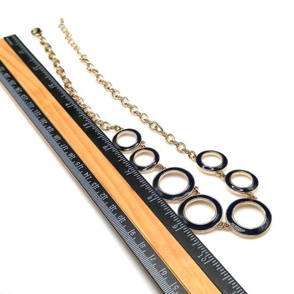 Vintage Enamel Loop Chain Choker Necklace, Black or Dark Blue Enamel, 20 Inches - Picture 9 of 9